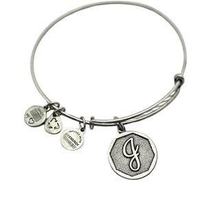 Alex and Ani "J" Initial Charm Bracelet – Rafaelian Silver Finish